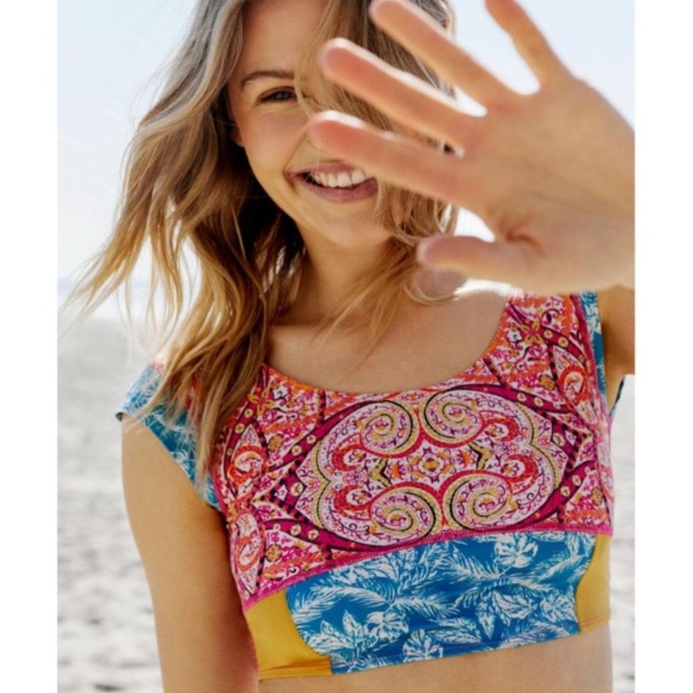 NEW Free People Take A Plunge Printed Crop Top Med